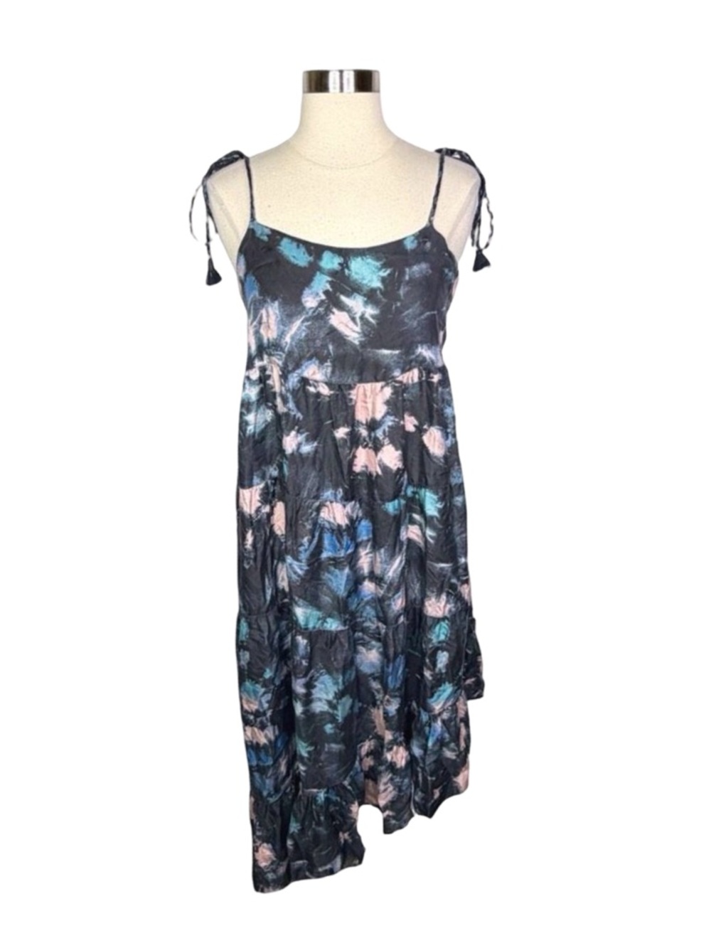 unsubscribed 100% Silk Asymmetrical Dress - Tie Dye - Size 4